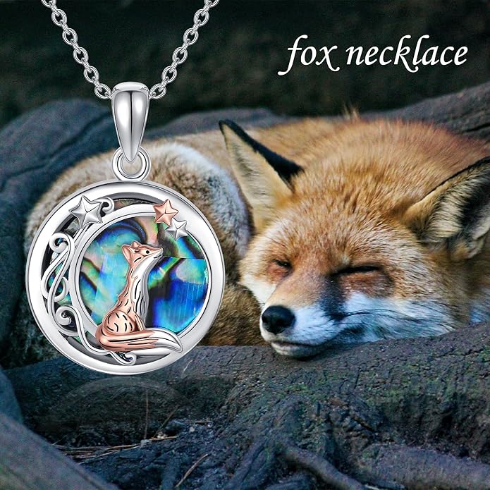 Sterling Silver Cute Animal Pendant Necklace Fox/Snake/Unicorn/Owl on Moon/Rabbit/Horse Necklace Jewelry Gifts for Women Mom Sister