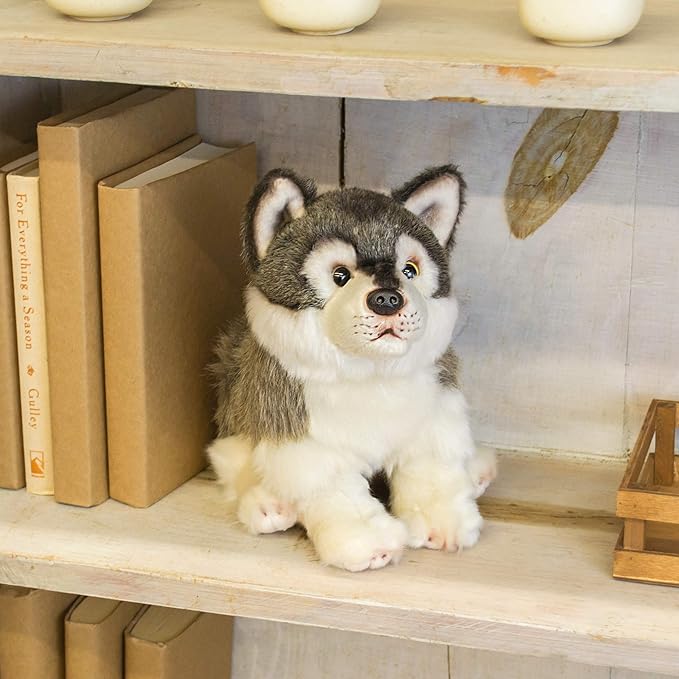 Small Wolf Friend Wispy Charcoal Children's Plush Stuffed Animal Toy