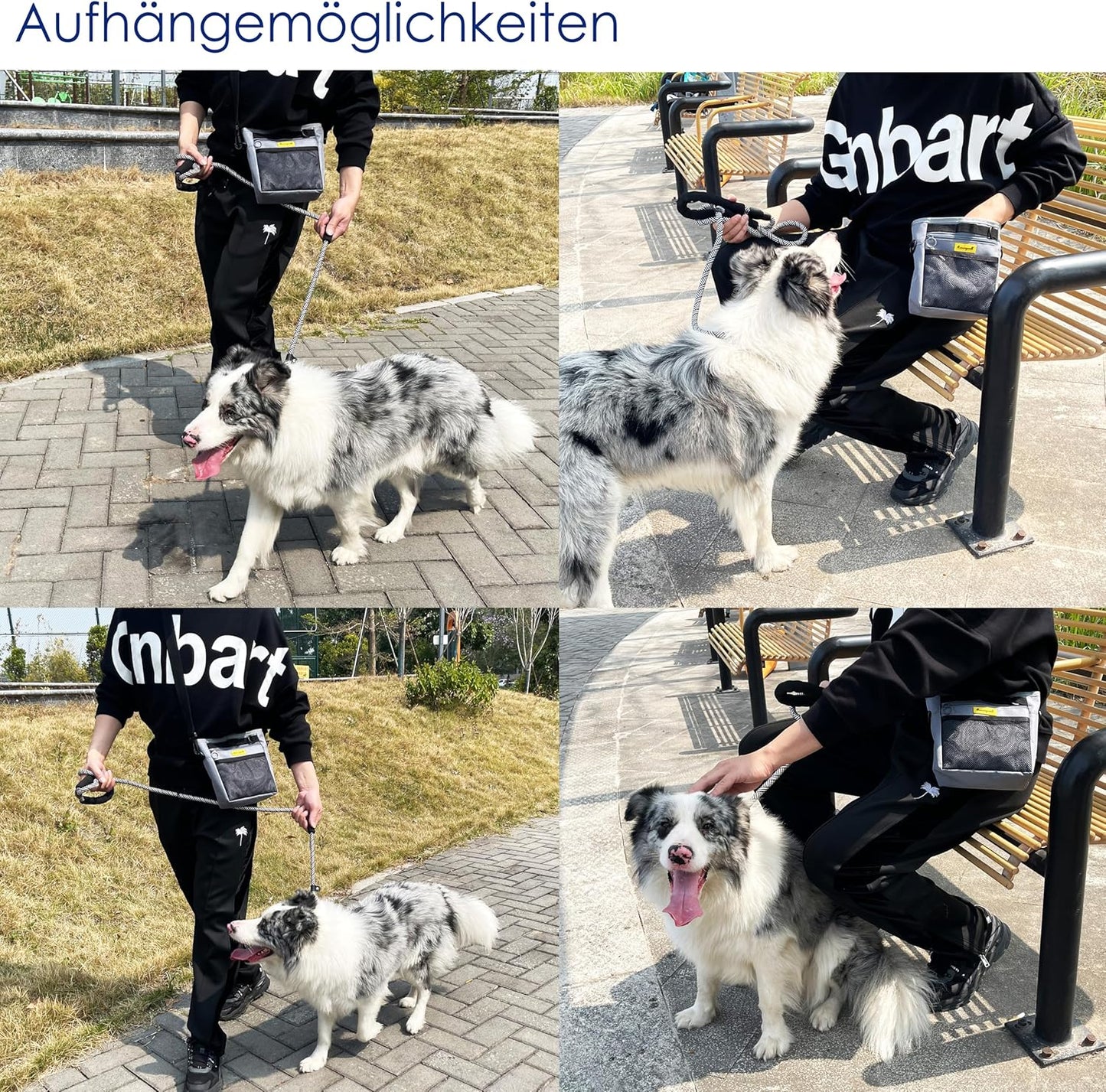 Dog Treat Pouch with Magnetic Closure 4-Cup Silicone Bag Fanny Pack Holder with Clicker 4 Ways to Wear Front Pocket Fits All Phones Ideal for Leash, Pet Walking and Training(Gray)