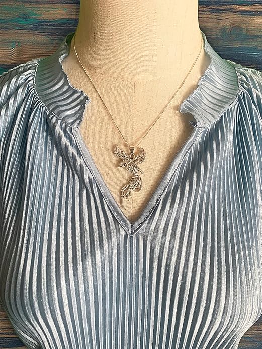 Sterling Silver CZ Eagle Phoenix Pendant Necklace 18"