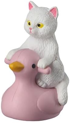 Kopida 2PCS Cute Animal Cat Ornaments Sitting On Closestool Toilet PVC Model Cat Miniature Pink Sitting Animal Model Cat Duck Cat Small Statue Figurine Crafts Figure Home Decoration