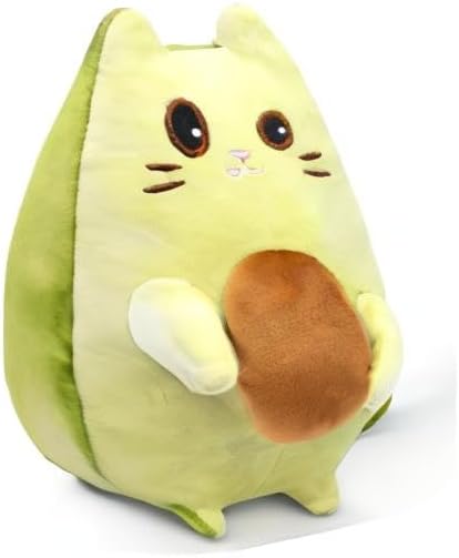 Cat Stuffed Animal Avocado Pillow,Cute Avocado Cat Plush Toys,Funny and Soft Green Kitten Plushie Stuffed Toy Gifts for Kids Boys Girls