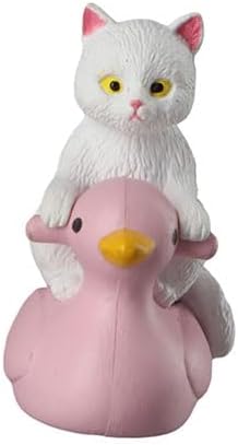 Kopida 2PCS Cute Animal Cat Ornaments Sitting On Closestool Toilet PVC Model Cat Miniature Pink Sitting Animal Model Cat Duck Cat Small Statue Figurine Crafts Figure Home Decoration