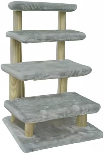 Cowboy Wooden pet Stairs 4-Step pet Ladder cat Dog Easy Stairs with Detachable Carpet for high Bed and Couch (Gray)