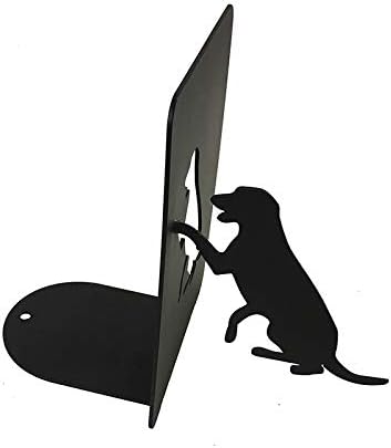 Dog Bookends,Cat Book Ends Metal Books Organizer, Gifts for Dog Puppy Kitten Lovers,Heavy Duty Decorative and Book Holder, 4.9×3.2×6.9 in (Black)