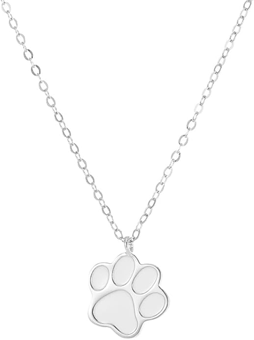 Cute Puppy Dog Paw Print Pendant Necklace 925 Sterling Silver Enameled Cat Kitten Animal Pet Adjustable Necklaces Dainty Birthday Christmas Jewelry Gifts for Women 18" Chain