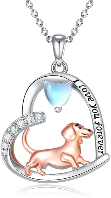 Dachshund Necklace 925 Sterling Silver Dachshund Birthstone Pendant Cute Animal Puppy Dog Dachshund Jewelry Gifts for Women Dachshund Lover