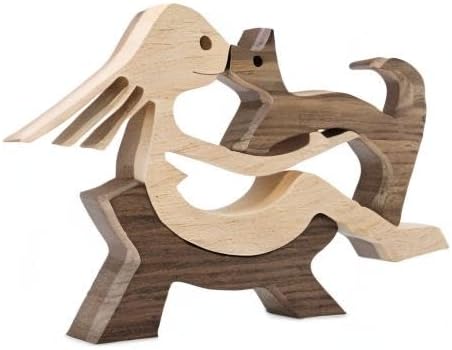 Desk Decorations Girl Figurines and Cat Ornaments Wooden Accent Decor Home Accessories Decorative Objects