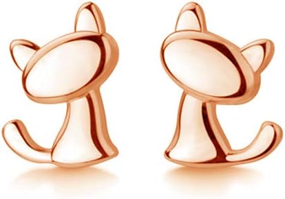 Cute Cat Stud Earrings S925 Sterling Silver Minimalist Lovely Pet Animal Tiny Cartilage Earring Ear Studs Piercing Hypoallergenic Jewelry Gifts for Women Girls