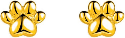 Cute 20g Paw Dog Cat Print Screw Flat Back Small Stud Earrings for Women Teen Girls Simple Stainless Steel Silver Gold Plated Animal Cartilage Tragus Piercing Little Studs Hypoallergenic Fashion Jewelry Birthday Gift