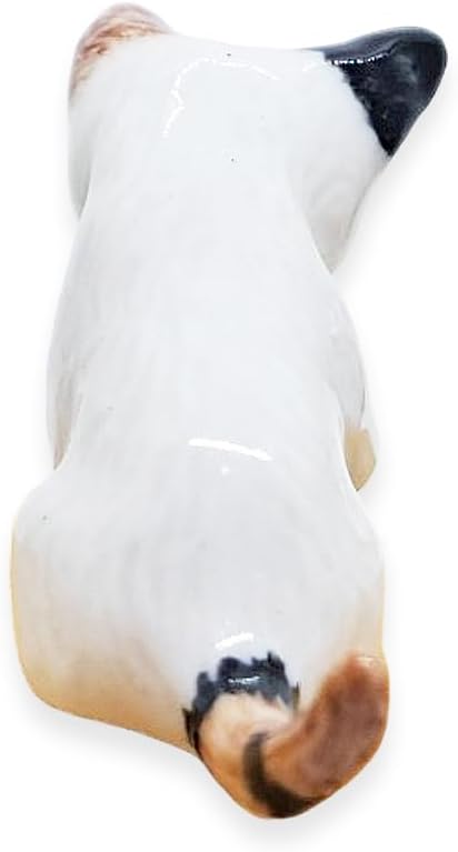 WitnyStore Tiny 1¾" Calico Tricolor Shorthair Cat Sitting Face Down Hold Ball Figurine - Miniature Hand Made Painted Ceramic Cats Kitten Animal Cute Porcelain Decorative Collectible Figure Décor Gifts