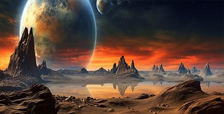 48X20IN Cosmic Aquarium Background, Cool Parallel Space Themed Fish Tank Background, Tropical Desert Terrarium Background with 8 EVA Double-Sided Tape