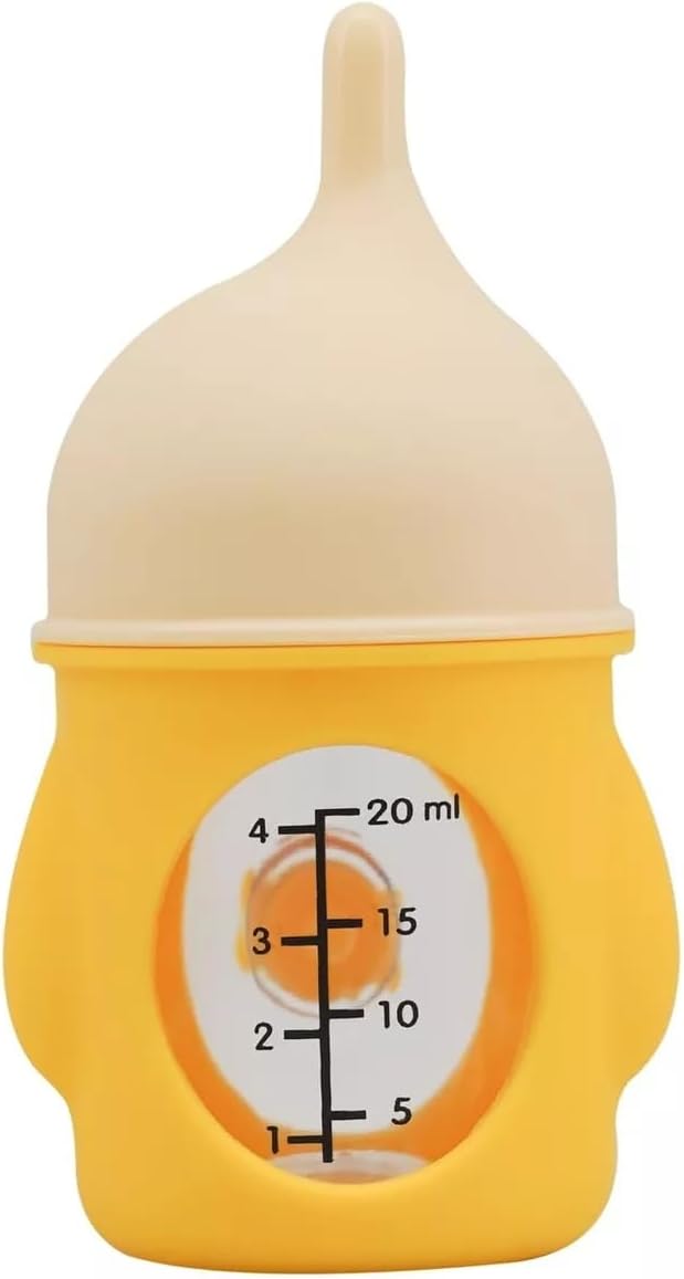 1Pc 20ml Yellow Pet Feeding Bottle for Puppies and Kittens, Silicone Current Limiting Puppy Kitten Bottles for Nursing