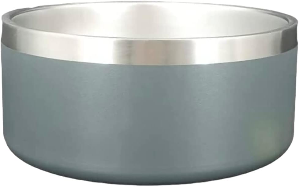 Dog Bowl - Vacuum Insulated Keeps Water Cool, Non-Slip Base, Easy Clean Interior, Durable Stainless Steel, Multiple Colors, Ideal for Travel, 32 Oz - Pet Bowl (Gray)