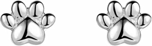 Cute 20g Paw Dog Cat Print Screw Flat Back Small Stud Earrings for Women Teen Girls Simple Stainless Steel Silver Gold Plated Animal Cartilage Tragus Piercing Little Studs Hypoallergenic Fashion Jewelry Birthday Gift