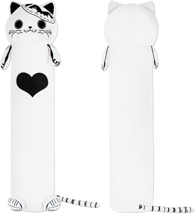 MerryXD Kawaii Long Cat Plush Body Pillow,36”Soft Cute White Stuffed Animals Plushies, Kids Big Doll Toys, Ideal Gifts for Cuddles,Girls,Girlfriend,Boys,Birthday,Christmas,Halloween,Valentine's Day