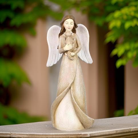 The Bridge Collection 5" Angel and Cat Figurine - Rustic Angel Figure for Cat Lovers - Angel Holding Kitten Statue for Pet Memorial Gift