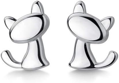 Cute Cat Stud Earrings S925 Sterling Silver Minimalist Lovely Pet Animal Tiny Cartilage Earring Ear Studs Piercing Hypoallergenic Jewelry Gifts for Women Girls