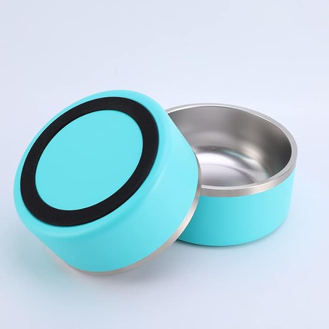 Dog Bowl, Dog Water Bowl Vacuum Insulated Stainless Steel, Non-Slip, Spill-Proof, Easy Clean, Keeps Water Cool, Cute, Stylish Pet Bowl, 64 oz, Light Blue, Modern
