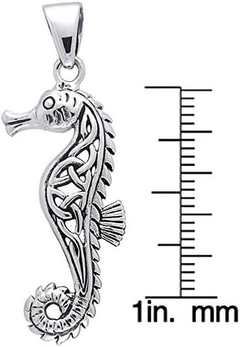 Celtic Seahorse Sterling Silver Pendant Necklace 18"