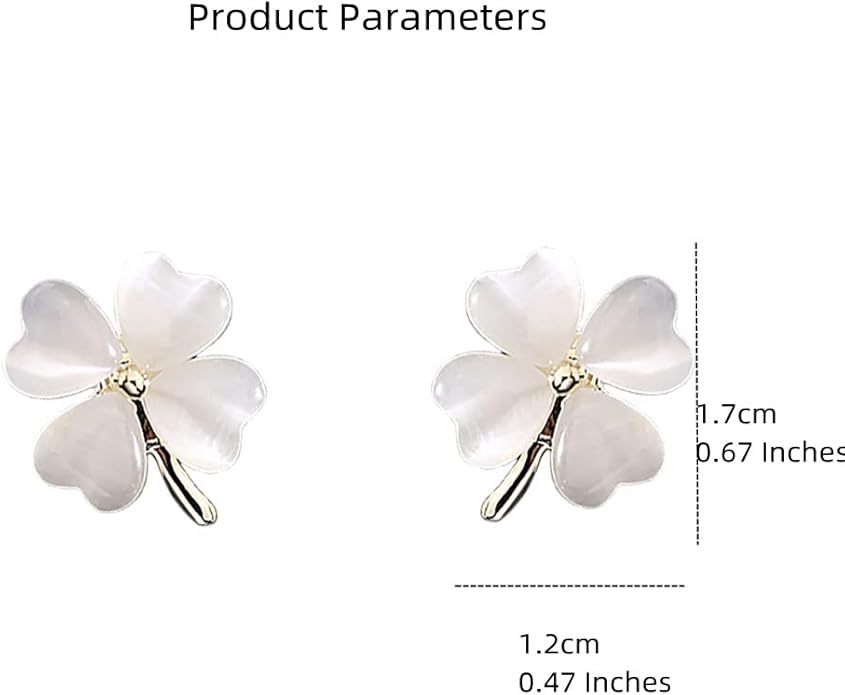 Green Cat Eye's Clover Flower Earrings for Women Girls 925 Sterling Silver Post Pin Hypoallergenic Lucky Love Heart 4 Leaf Petal Small Cute Studs Earring Dainty Gifts for Mother Sister Aunt