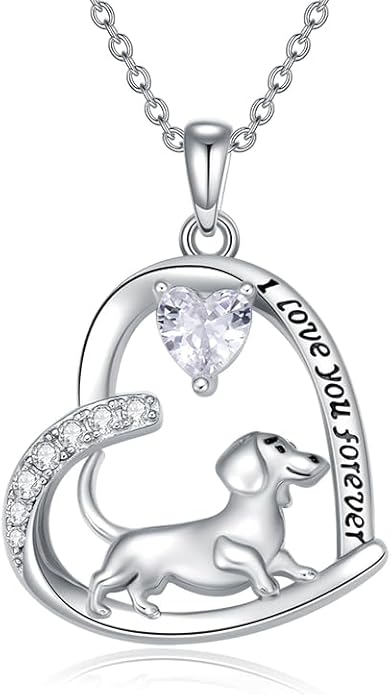 Dachshund Necklace 925 Sterling Silver Dachshund Birthstone Pendant Cute Animal Puppy Dog Dachshund Jewelry Gifts for Women Dachshund Lover