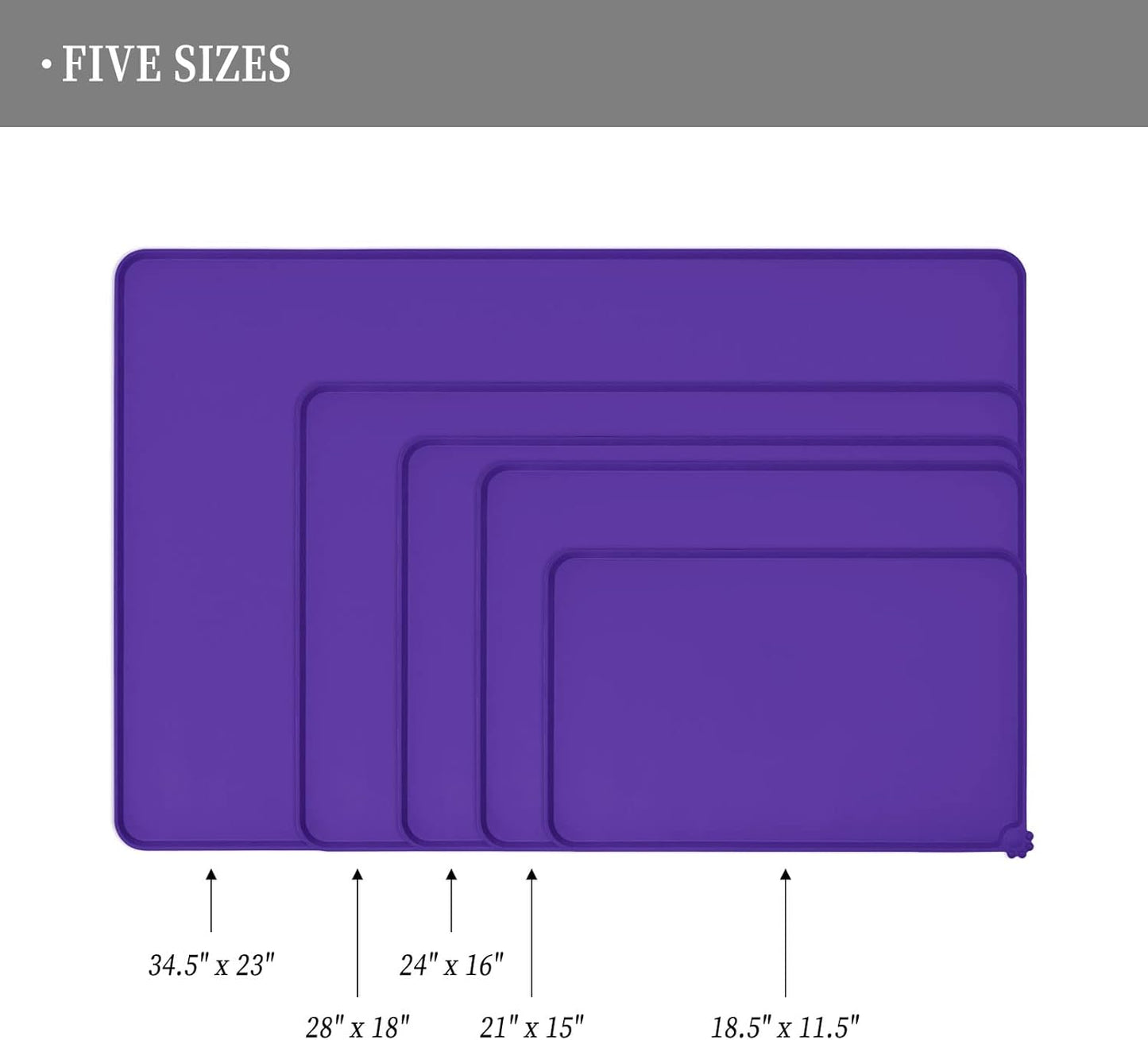 Waterproof Pet Feeding Mat with High Raised Edges, Heavier and Thicker Placemats for Cat Dog Water Bowl with BPA Free, Dogs Cats Food Mats for Messy Drinkers to Prevent Spill and Protect Floors