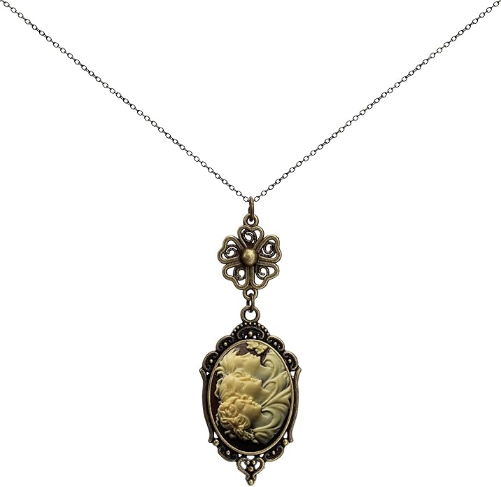 Yspace Lucky Clover Cameo Necklace Best Friend Heart Charms Jewelry 2 Chain Deluxe Gift