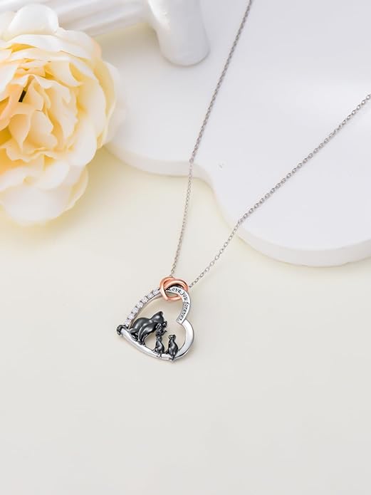 Mothers Day Gift for Mom 925 Sterling Silver Mama Bear/Dinosaur/Cat/Bird/Chicken Necklace with 1 2 3 4 5 Cubs Jewelry for Women Wife Grandma