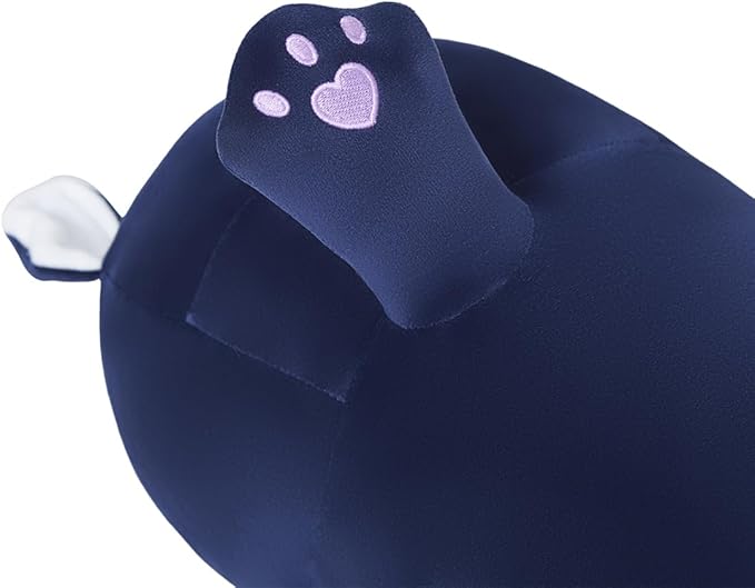 Long Cat Plush Body Pillow, Soft Cat Plush Toy Pillows for Kids, Stuffed Animals Cat Plushies Gifts for Girls Girlfriend(DevilCAT with Skull, 27.6in/70cm)