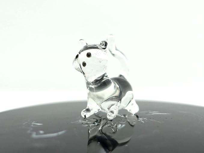 Cat Tiny Micro Figurines Blown Glass Art Animals Hand Painted Collectible Gift Decorate (Clear Sit)