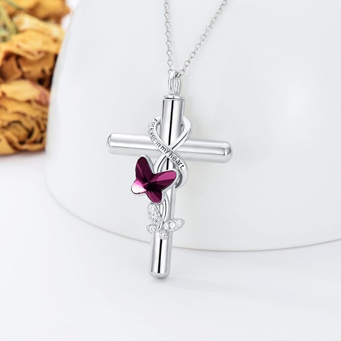 Cross Urn Necklace for Ashes 925 Sterling Silver Cremation Jewelry with Funnel Filler Kit Ashes Necklace for Human Women Girl Pets