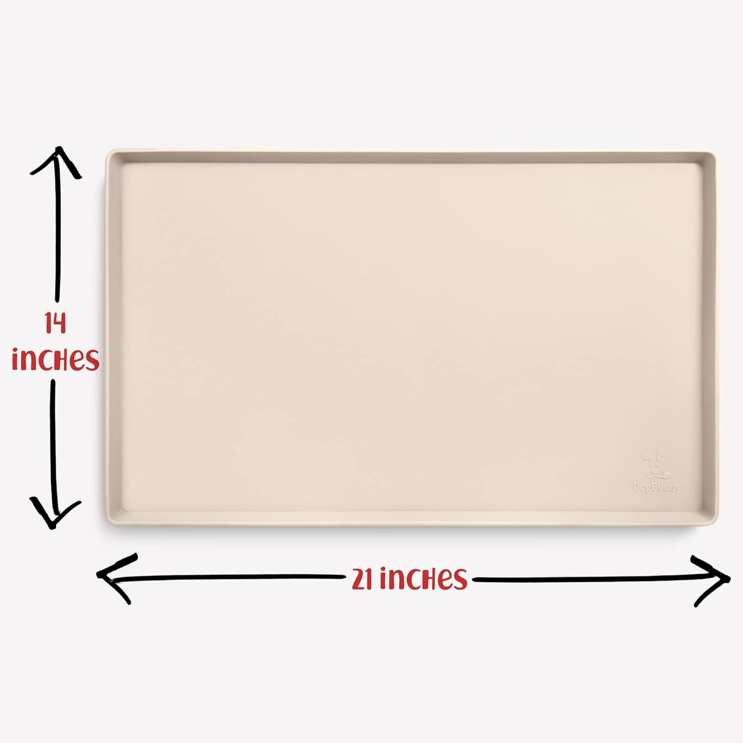 DogBuddy Waterproof Dog Food Mat with Raised Edge, Silicone - Nonslip Pet Feeding Mat for Floors (M: 21' x 14', Vanilla)