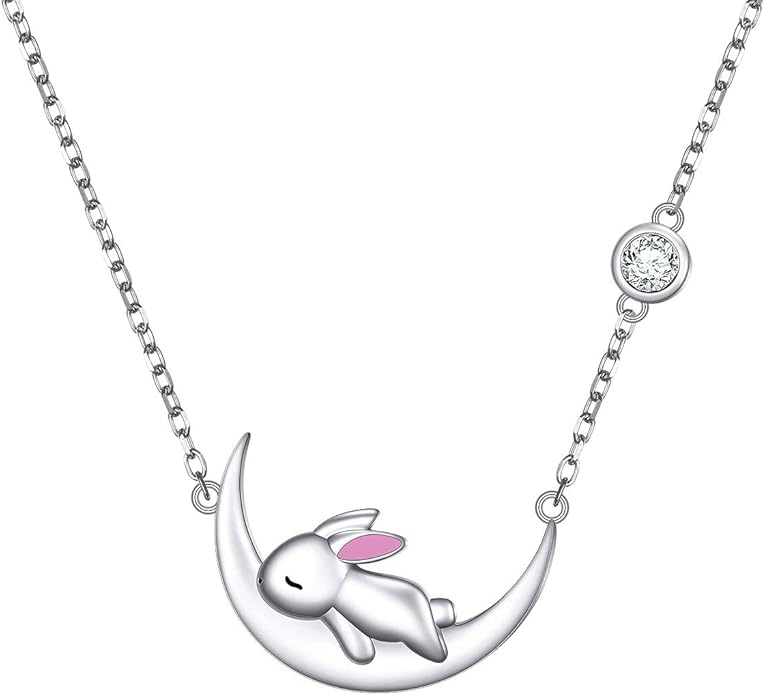 FLYOW 925 Sterling Silver Jewelry Cute Animal Pendant Necklace for Women Birthday Graduation Valentine's Day Gifts