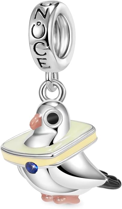 GNOCE Black Cat Riding Broom Pendant Charm 925 Sterling Silver Pigeon Dangle Charms Bead Fit Bracelet/Necklace For Women Mother's Day Gift (Pigeon)