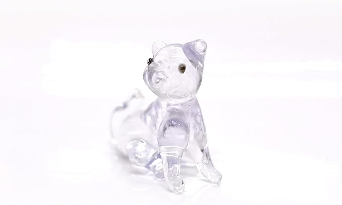 Cat Tiny Micro Figurines Blown Glass Art Animals Hand Painted Collectible Gift Decorate (Purple)