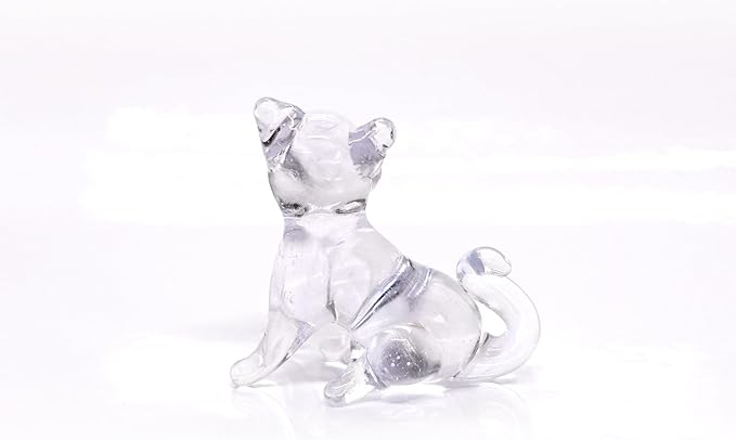Cat Tiny Micro Figurines Blown Glass Art Animals Hand Painted Collectible Gift Decorate (Purple)