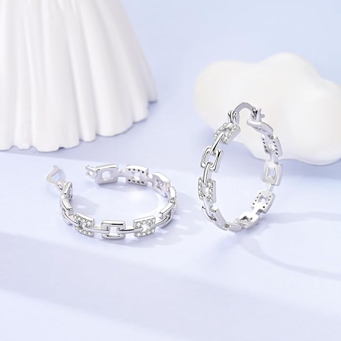 NARMO 925 Sterling Silver Hoop Earrings for Women Hypoallergenic Lightweight Simple Huggie Hoop Earrings Twisted Hoop Earrings Colorful Cubic Zirconia Hoop Earrings Rainbow Hoop Earrings