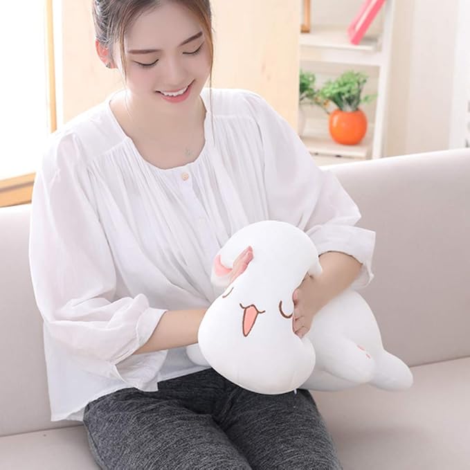 Cat Stuffed Animals, Soft Cat Plush Pillow Kawaii Kitten Stuffed Animal Toy Gifts for Kids (White Squint Eyes, 19.6")