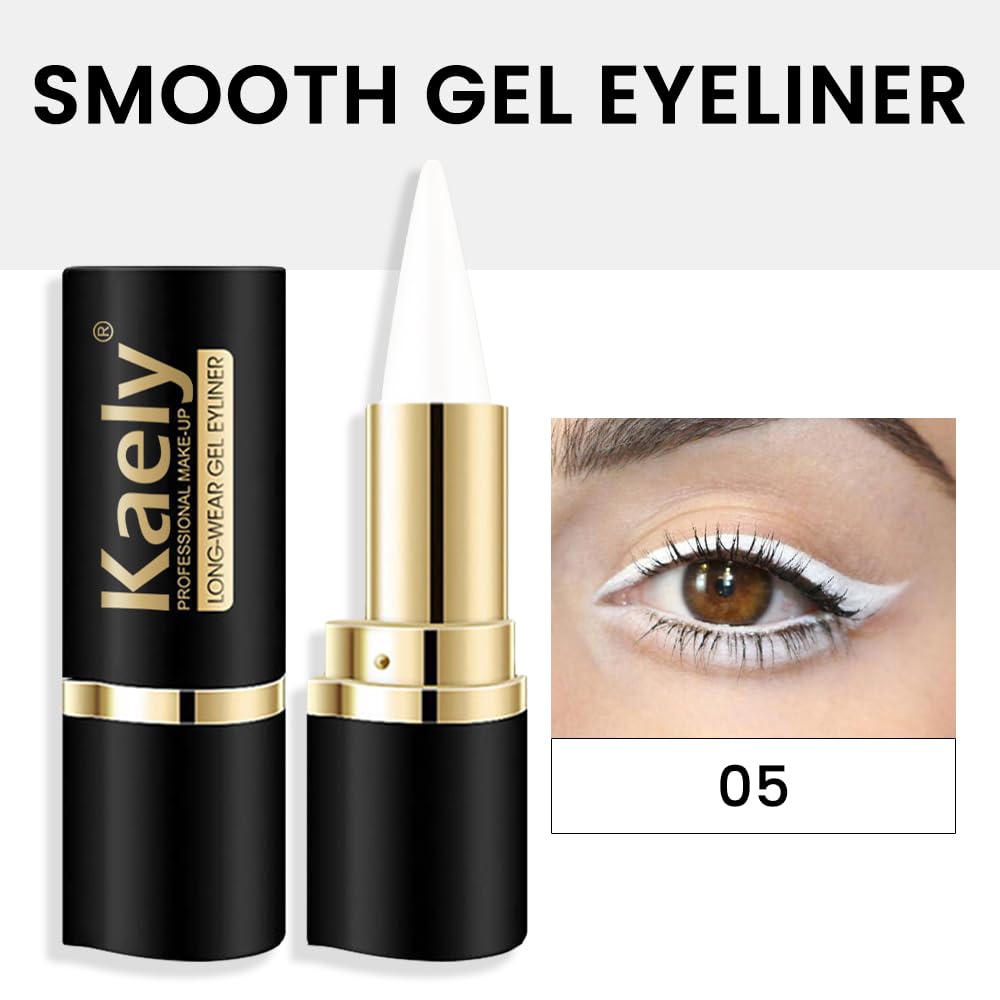 evpct 1Pcs White Gel Eyeliner Pencil Eye Black Face Paint Stick Makeup Set Waterproof Matte Cream Crayon Eyeliner Pencil Set Cat Eye Liners Eyeshadow Guide delineador de ojos contra el agua