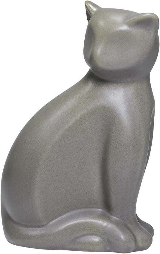 ECYC Minimalist Ceramic Lucky Cat Statue Living Room Desk Animal Figurine Decoration, DeepGrey