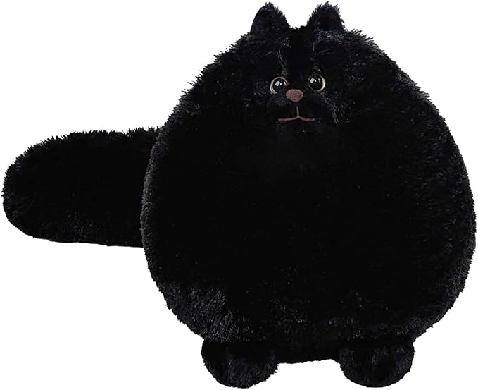 Cute Cat Plush - Fluffy Stuffed Cat Plushies, 12 Inches, Black