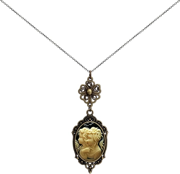 Yspace Lucky Clover Cameo Necklace Best Friend Heart Charms Jewelry 2 Chain Deluxe Gift