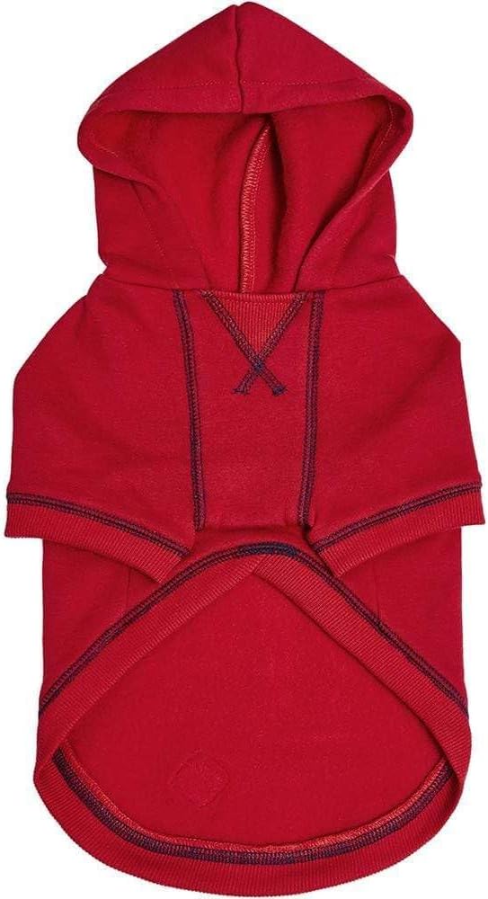 Blueberry Pet Hoodie – 14″ Soft French Terry Chilly‑Season Sweatshirt with Hood, Red, Award‑Winning Small‑Dog Jersey