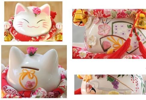 Maneki-Neko Lucky Cat Money Box Fine China Waving Cat (Medium)