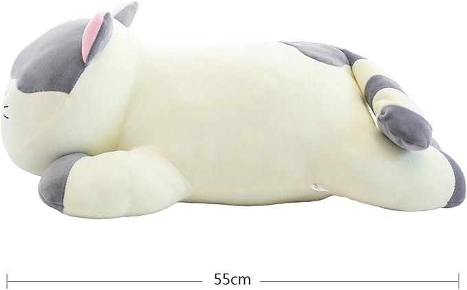Cat Big Plush Hugging Pillow, Super Soft Kitten Kitty Stuffed Animals Toy Gifts for Kids, Girls, Bed, Christmas, Valentine 21.7" (Gray)