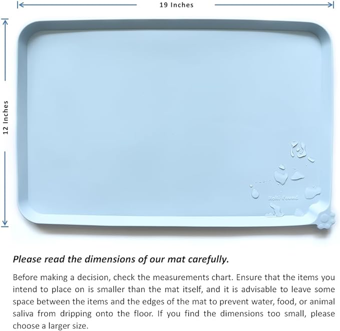 Hoki Found Silicone Pet Food Mats - Non Slip Bowl Placemats for Dogs & Cats - Waterproof, Suitable for Carpet - Frost