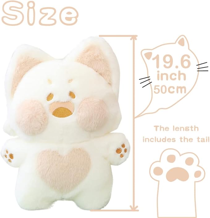 Galatee Cute Cat Plush Toy Cat Stuffed Animal Plush Soft Cat Angel Plushie Pillow Gifts for Adults and Kids(19.6" White Angel)