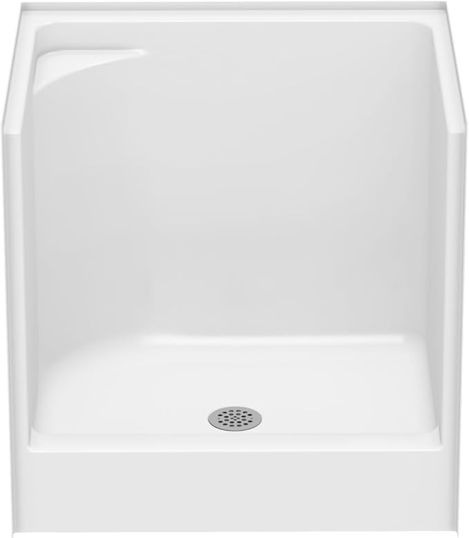 Laurel Mountain Odie 36" x 27" x 36" AcrylX Alcove Center Drain One-Piece Pet Shower in White with Hand-Held Sprayer in Chrome