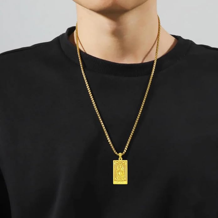 PELOVNY Tarot Card Necklace 925 Sterling Silver Skeleton Necklace The Sun Moon Star Strength Lovers Death Devil Fool Tarot Jewelry Christmas Birthday Gifts for Men Women Unisex